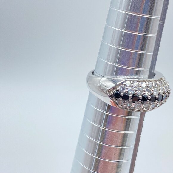 Sterling Silver White & Black CZ Pave Ring Band Size 7 *READ* - Picture 5 of 11